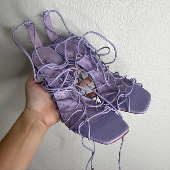 Schutz Heyde Smoky Grape Purple Lace Up Heels Size 6.5 - Picture 2 of 5